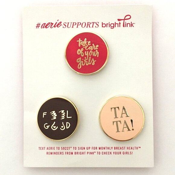 NEW! American Eagle Outfitters AERIE Enamel Lapel Pins 3-Pack  - OS - Picture 2 of 3